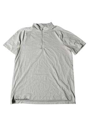 Shirt Mens M Gray Mock Neck 1/2 Zip Pockets Lightweight Polyester Jersey2